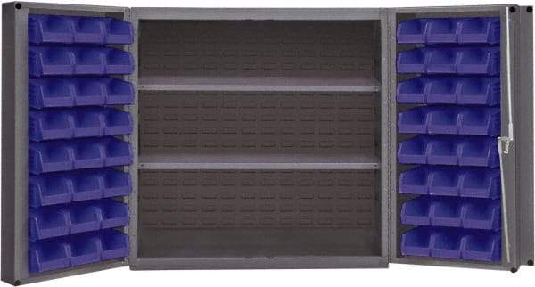 Durham - 2 Shelf 48 Bin Storage Cabinet - Steel, 36" Wide x 24" Deep x 72" High, Gray - Eagle Tool & Supply