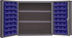 Durham - 2 Shelf 48 Bin Storage Cabinet - Steel, 36" Wide x 24" Deep x 72" High, Gray - Eagle Tool & Supply