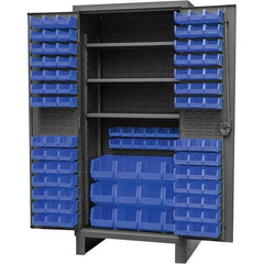 Durham - 3 Shelf 108 Bin Storage Cabinet - Steel, 36" Wide x 24" Deep x 78" High, Gray - Eagle Tool & Supply