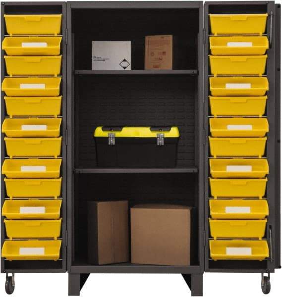 Durham - 2 Shelf 24 Bin Storage Cabinet - Steel, 36" Wide x 36" Deep x 78" High, Gray - Eagle Tool & Supply