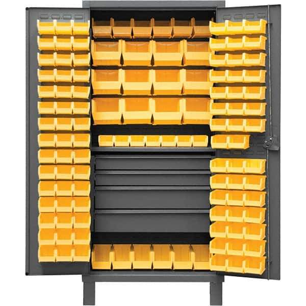 Durham - 1 Shelf 120 Bin Storage Cabinet - Steel, 36" Wide x 24" Deep x 78" High, Gray - Eagle Tool & Supply