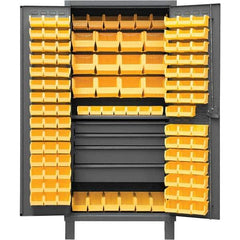 Durham - 1 Shelf 120 Bin Storage Cabinet - Steel, 36" Wide x 24" Deep x 78" High, Gray - Eagle Tool & Supply