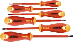 Felo - 6 Piece Phillips & Slotted Screwdriver Set - Bit Sizes: Philips #1 to #2, Comes in Cardboard/Plastic Window - Eagle Tool & Supply