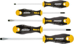 Felo - 5 Piece Phillips & Slotted Screwdriver Set - Bit Sizes: Philips #1 to #2, Comes in Cardboard/Plastic Window - Eagle Tool & Supply
