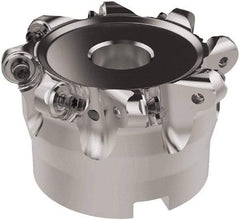 Seco - 80mm Cut Diam, 6mm Max Depth, 27mm Arbor Hole, 8 Inserts, RNMU12.. Insert Style, Indexable Copy Face Mill - R220.28 Cutter Style, 10,000 Max RPM, 50mm High, Through Coolant, Series R220 - Eagle Tool & Supply