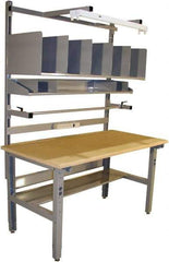 Proline - 72 Wide x 30" Deep x 36" High, Coated MDF Workbench - Adjustable Height Legs, Light Gray - Eagle Tool & Supply