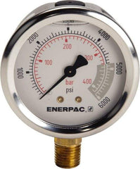 Enerpac - Hydraulic Pressure Gages & Adapters Type: Liquid-Filled Gauge Pressure Rating: 0 - 6000 - Eagle Tool & Supply