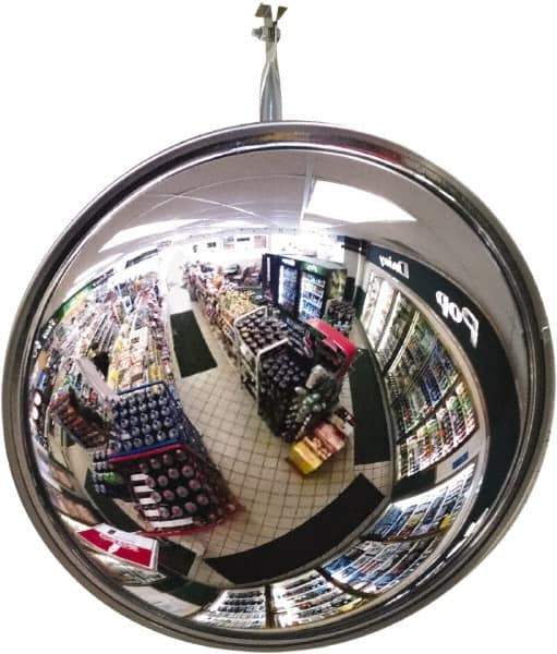 Se-Kure Domes&Mirrors - Indoor Round Convex Safety, Traffic & Inspection Mirrors - Acrylic Lens, Hardboard Backing, 24" Diam, 72' Max Covered Distance - Eagle Tool & Supply