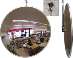 Se-Kure Domes&Mirrors - Indoor Round Convex Safety, Traffic & Inspection Mirrors - Acrylic Lens, Hardboard Backing, 18" Diam, 18' Max Covered Distance - Eagle Tool & Supply