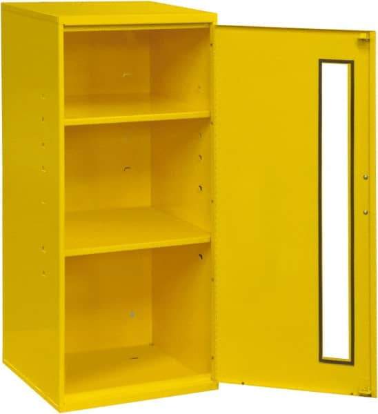 Durham - 2 Shelf Wall Storage Cabinet - Steel, 13-3/4" Wide x 12-3/4" Deep x 30" High, Yellow - Eagle Tool & Supply