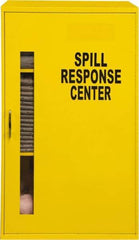 Durham - 1 Door, 2 Shelf, Yellow Steel Wall Mount Spill Control/Respirator Safety Cabinet - 32-3/4" High x 19-7/8" Wide x 14-1/4" Deep, Manual Closing Door, Full Length Plexiglass Window - Eagle Tool & Supply