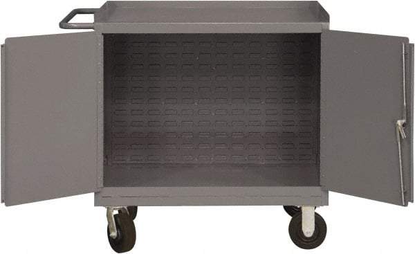 Durham - 2,000 Lb Capacity, 24" Wide x 36" Long x 40-1/2" High Mobile Cart - 2 Door, Steel, 2 Rigid/2 Swivel Casters - Eagle Tool & Supply