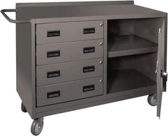 Durham - 1,200 Lb Capacity, 18" Wide x 48" Long x 30-3/4" High Mobile Cart - 1 Door, 4 Drawer, 1 Shelf, Steel, 2 Rigid/2 Swivel Casters - Eagle Tool & Supply