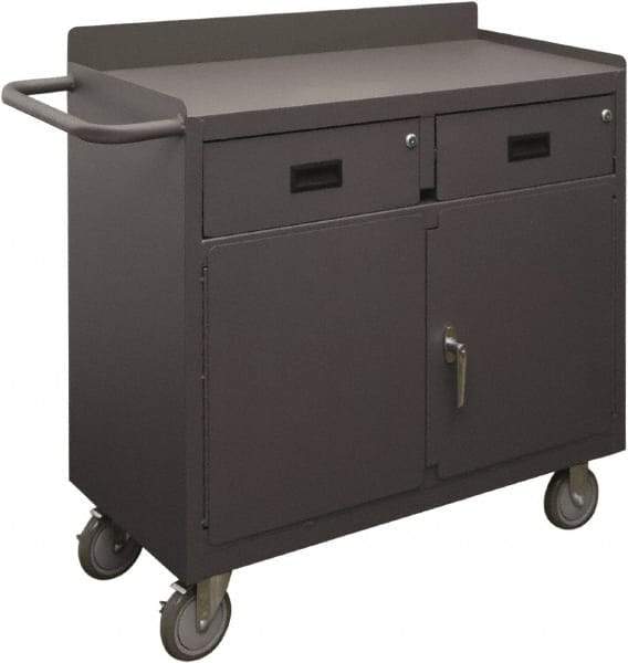 Durham - 1,200 Lb Capacity, 18" Wide x 36" Long x 32-7/32" High Mobile Cart - 2 Door, 2 Drawer, 1 Shelf, Steel, 2 Rigid/2 Swivel Casters - Eagle Tool & Supply