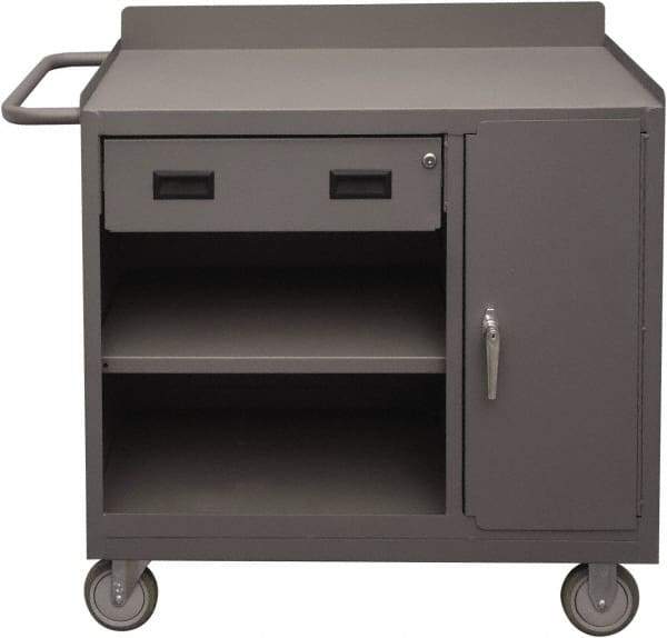 Durham - 1,200 Lb Capacity, 18" Wide x 36" Long x 39-3/4" High Mobile Cart - 1 Door, 1 Drawer, 2 Shelf, Steel, 2 Rigid/2 Swivel Casters - Eagle Tool & Supply