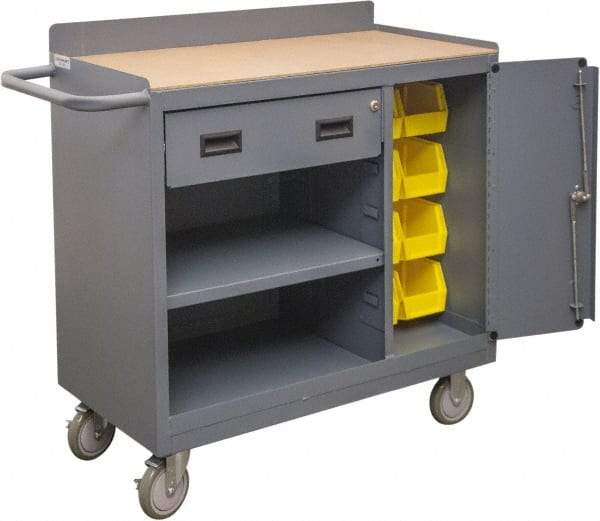Durham - 1,200 Lb Capacity, 18" Wide x 36" Long x 39-3/4" High Mobile Cart - 1 Door, 1 Drawer, 1 Shelf, Steel, 2 Rigid/2 Swivel Casters - Eagle Tool & Supply