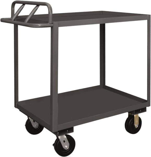 Durham - 3,600 Lb Capacity, 30" Wide x 48" Long x 39" High Service Cart - 2 Shelf, Steel, 2 Rigid/2 Swivel Casters - Eagle Tool & Supply