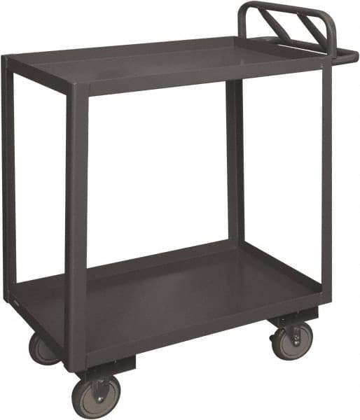 Durham - 1,200 Lb Capacity, 18" Wide x 36" Long x 37-5/8" High Service Cart - 2 Shelf, Steel, 2 Rigid/2 Swivel Casters - Eagle Tool & Supply