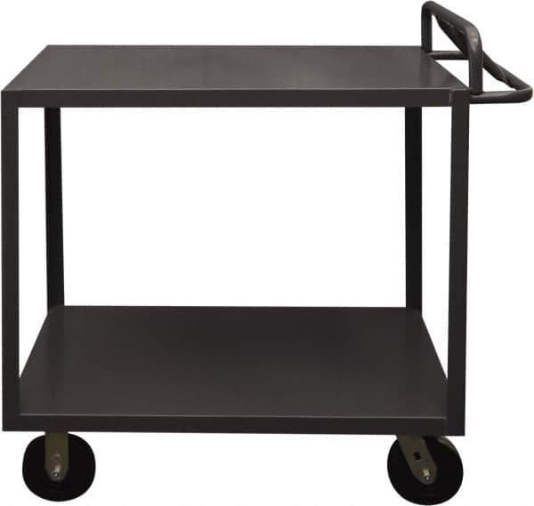 Durham - 3,600 Lb Capacity, 18" Wide x 36" Long x 37-5/8" High Service Cart - 2 Shelf, Steel, 2 Rigid/2 Swivel Casters - Eagle Tool & Supply