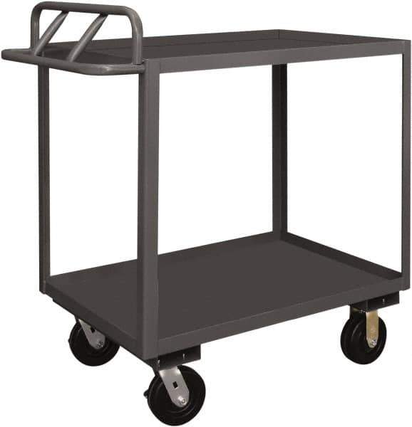 Durham - 3,600 Lb Capacity, 18" Wide x 36" Long x 37-5/8" High Service Cart - 2 Shelf, Steel, 2 Rigid/2 Swivel Casters - Eagle Tool & Supply