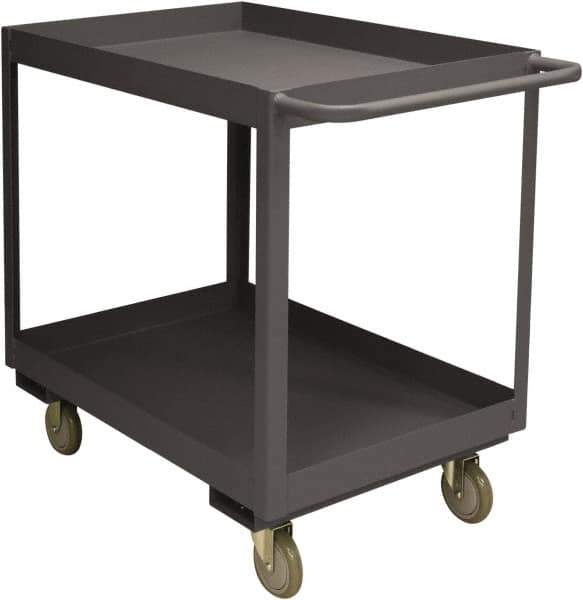 Durham - 3,600 Lb Capacity, 18" Wide x 30" Long x 38-1/2" High Service Cart - 2 Shelf, Steel, 2 Rigid/2 Swivel Casters - Eagle Tool & Supply