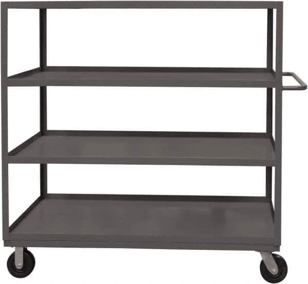 Durham - 3,000 Lb Capacity, 24" Wide x 48" Long x 59-1/2" High Service Cart - 4 Shelf, Steel, 2 Rigid/2 Swivel Casters - Eagle Tool & Supply