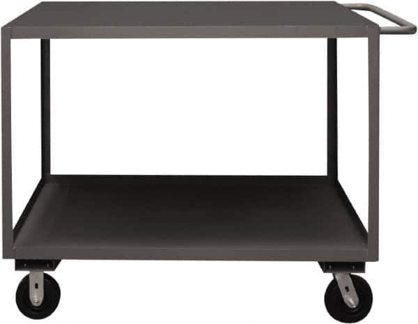 Durham - 3,000 Lb Capacity, 24" Wide x 48" Long x 39-1/16" High Service Cart - 2 Shelf, Steel, 2 Rigid/2 Swivel Casters - Eagle Tool & Supply