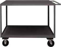 Durham - 3,000 Lb Capacity, 24" Wide x 48" Long x 39-1/16" High Service Cart - 2 Shelf, Steel, 2 Rigid/2 Swivel Casters - Eagle Tool & Supply