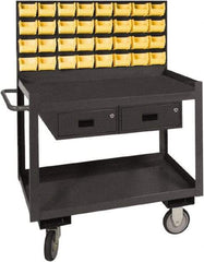 Durham - 1,200 Lb Capacity, 24" Wide x 36" Long x 64-1/8" High Service Cart - 2 Drawer, 2 Shelf, Steel, 2 Rigid/2 Swivel Casters - Eagle Tool & Supply