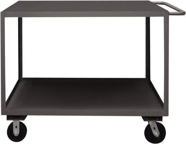 Durham - 3,000 Lb Capacity, 24" Wide x 36" Long x 39-1/16" High Service Cart - 2 Shelf, Steel, 2 Rigid/2 Swivel Casters - Eagle Tool & Supply