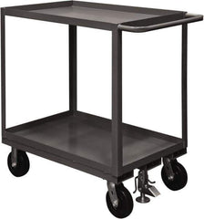 Durham - 2,400 Lb Capacity, 24" Wide x 36" Long x 37-5/8" High Service Cart - 2 Shelf, Steel, 2 Rigid/2 Swivel Casters - Eagle Tool & Supply