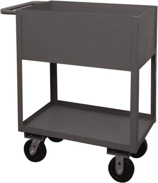 Durham - 1,200 Lb Capacity, 18" Wide x 30" Long x 39-1/16" High Service Cart - 2 Shelf, Steel, 2 Rigid/2 Swivel Casters - Eagle Tool & Supply