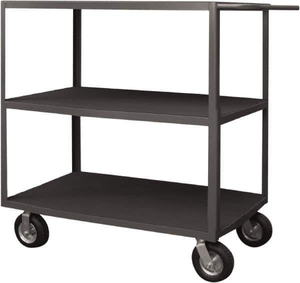 Durham - 1,200 Lb Capacity, 36" Wide x 72" Long x 50" High Instrument Cart - 3 Shelf, Steel, 2 Rigid/2 Swivel Casters - Eagle Tool & Supply