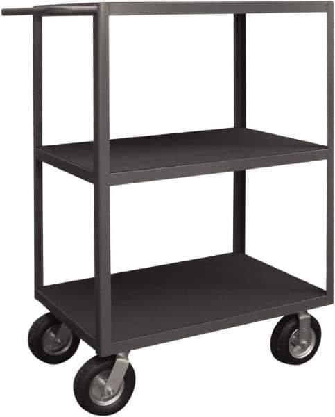 Durham - 1,200 Lb Capacity, 24" Wide x 48" Long x 50" High Instrument Cart - 3 Shelf, Steel, 2 Rigid/2 Swivel Casters - Eagle Tool & Supply