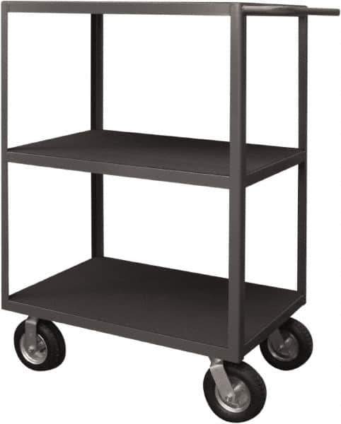 Durham - 1,200 Lb Capacity, 24" Wide x 36" Long x 50" High Instrument Cart - 3 Shelf, Steel, 2 Rigid/2 Swivel Casters - Eagle Tool & Supply