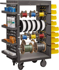 Durham - 1,200 Lb Capacity, 18" Wide x 26" Long x 46" High Wire Spool Cart - 8 Slot, Steel, 2 Rigid/2 Swivel Casters - Eagle Tool & Supply