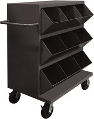 Durham - 2,400 Lb Capacity, 24" Wide x 36" Long x 49-1/4" High Storage Bin Cart - 9 Slot, Steel, 2 Rigid/2 Swivel Casters - Eagle Tool & Supply