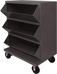 Durham - 2,400 Lb Capacity, 24" Wide x 36" Long x 49-1/4" High Storage Bin Cart - 3 Slot, Steel, 2 Rigid/2 Swivel Casters - Eagle Tool & Supply