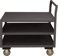 Durham - 1,200 Lb Capacity, 30-1/4" Wide x 63" Long x 37-1/2" High Service Cart - 3 Shelf, Steel, 2 Rigid/2 Swivel Casters - Eagle Tool & Supply