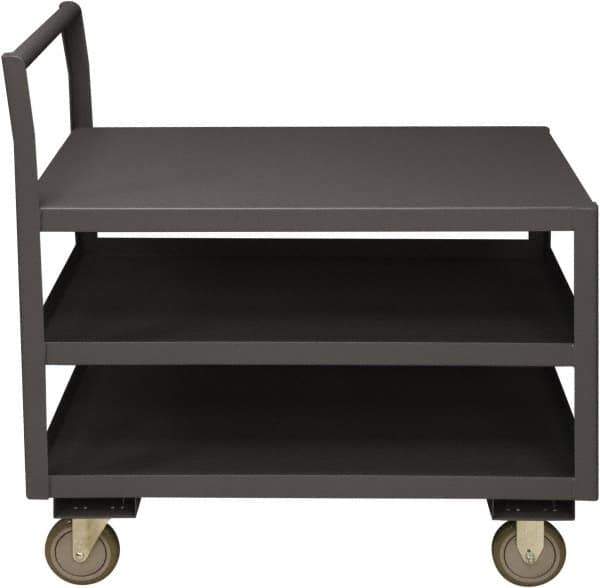 Durham - 1,200 Lb Capacity, 30-1/4" Wide x 51" Long x 37-1/2" High Service Cart - 3 Shelf, Steel, 2 Rigid/2 Swivel Casters - Eagle Tool & Supply