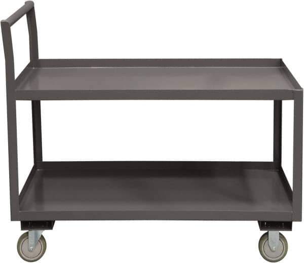 Durham - 1,200 Lb Capacity, 24-1/4" Wide x 51" Long x 37-1/2" High Service Cart - 2 Shelf, Steel, 2 Rigid/2 Swivel Casters - Eagle Tool & Supply