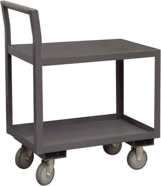 Durham - 1,200 Lb Capacity, 30-1/4" Wide x 51" Long x 37-1/2" High Service Cart - 2 Shelf, Steel, 2 Rigid/2 Swivel Casters - Eagle Tool & Supply