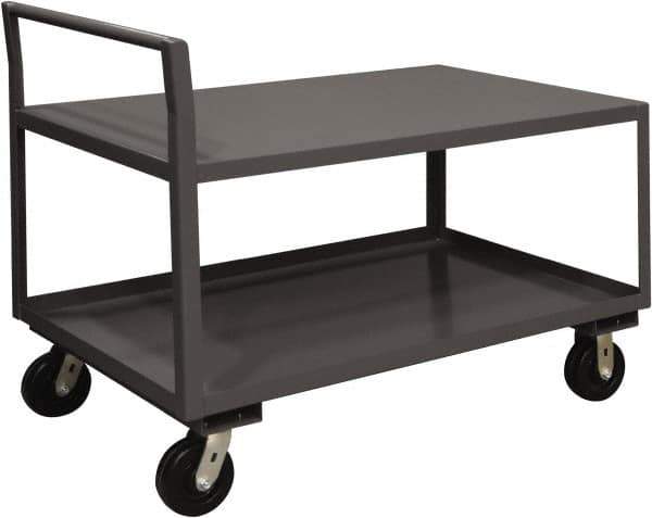 Durham - 2,000 Lb Capacity, 30-1/4" Wide x 51" Long x 38-3/4" High Service Cart - 2 Shelf, Steel, 2 Rigid/2 Swivel Casters - Eagle Tool & Supply