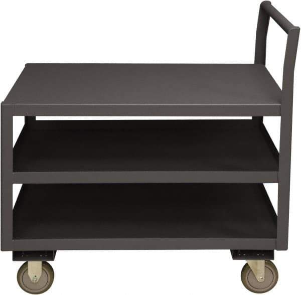 Durham - 1,200 Lb Capacity, 24-1/4" Wide x 51" Long x 37-1/2" High Service Cart - 3 Shelf, Steel, 2 Rigid/2 Swivel Casters - Eagle Tool & Supply