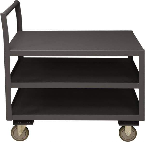 Durham - 1,200 Lb Capacity, 24-1/4" Wide x 39" Long x 37-1/2" High Service Cart - 3 Shelf, Steel, 2 Rigid/2 Swivel Casters - Eagle Tool & Supply