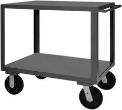 Durham - 5,000 Lb Capacity, 36" Wide x 72" Long x 40-1/4" High Heavy Duty Service Cart - 2 Shelf, Steel, 2 Rigid/2 Swivel Casters - Eagle Tool & Supply