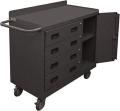 Durham - 1,200 Lb Capacity, 18" Wide x 36" Long x 39-3/4" High Mobile Cart - 1 Door, 4 Drawer, 1 Shelf, Steel, 2 Rigid/2 Swivel Casters - Eagle Tool & Supply