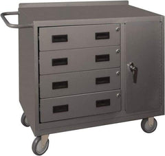 Durham - 1,200 Lb Capacity, 18" Wide x 36" Long x 39-3/4" High Mobile Cart - 1 Door, 4 Drawer, 1 Shelf, Steel, 2 Rigid/2 Swivel Casters - Eagle Tool & Supply
