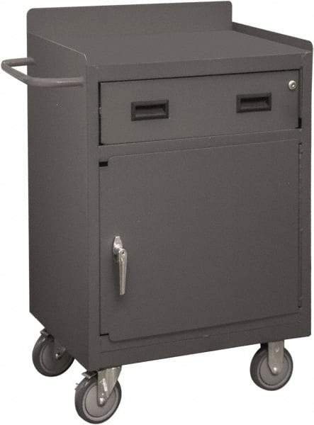 Durham - 1,200 Lb Capacity, 18" Wide x 24" Long x 39-3/4" High Mobile Cart - 1 Door, 1 Drawer, 1 Shelf, Steel, 2 Rigid/2 Swivel Casters - Eagle Tool & Supply