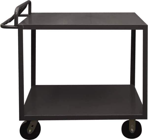 Durham - 3,600 Lb Capacity, 18" Wide x 30" Long x 39" High Service Cart - 2 Shelf, Steel, 2 Rigid/2 Swivel Casters - Eagle Tool & Supply